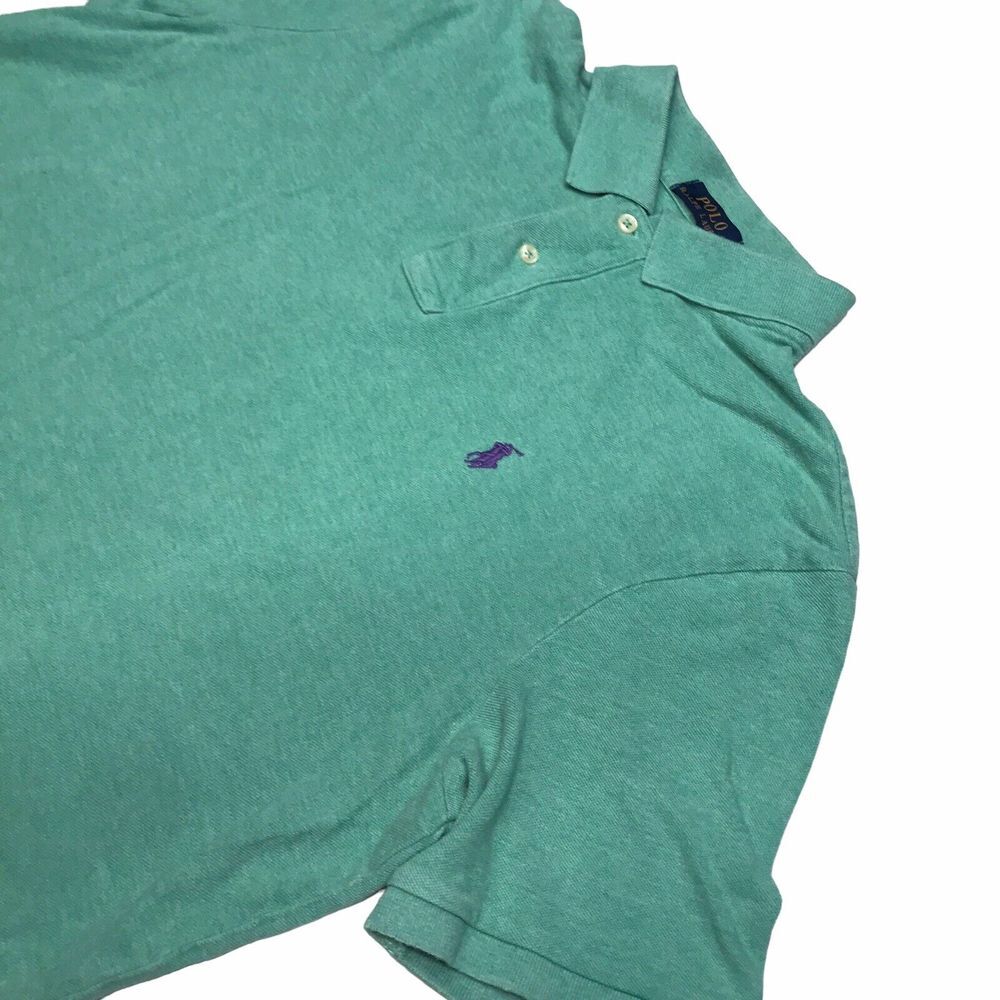 Polo Ralph Lauren Clasic fit mens Large short sleeve shirt Green Purple pony - Picture 1 of 7